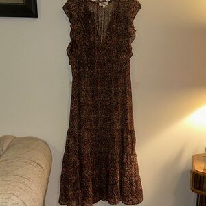 BB Dakota Brown Floral Maxi Dress with Ruffle Details